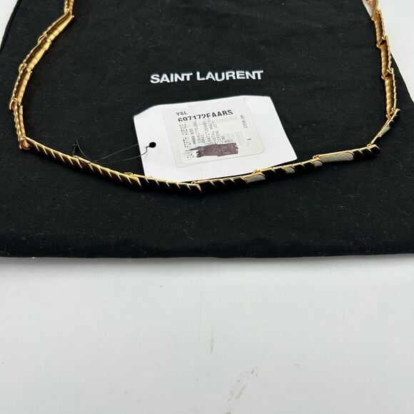 Women’s St. Laurent, gold toned necklace with alternating long and short links - Picture 2 of 9